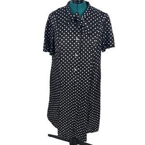 Vintage 70s 80s Afibel Polka Dot Dress Black & White Plus Size Rockabilly Pinup